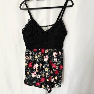 No Boundaries Black Floral Lace Top